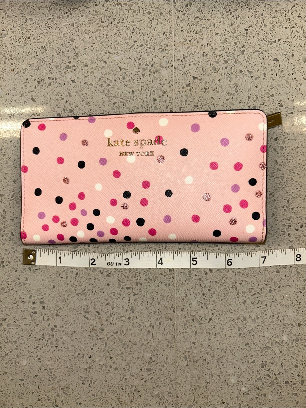 Kate Spade Staci Festive Confetti Large Slim Bifold Wallet in pink multi